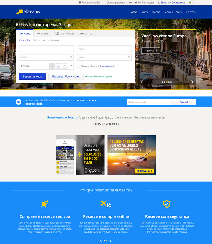 eDreams巴西：廉价机票，酒店优惠和度假套餐