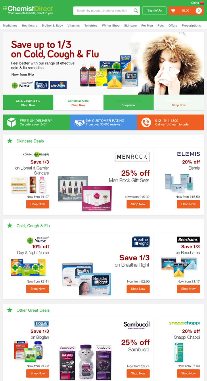 英国最大的网上药品商店：Chemist Direct