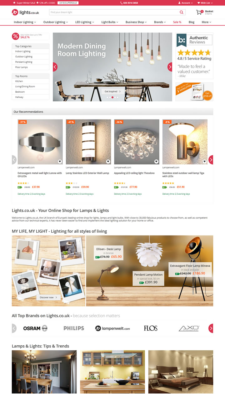 英国灯具和灯泡网上商店：Lights.co.uk