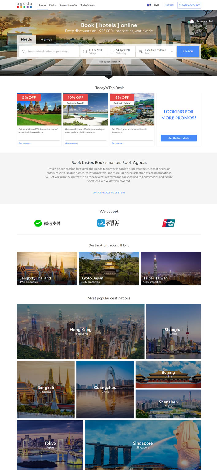 Agoda.com官方网站：便宜预订全球酒店，高达80%的折扣