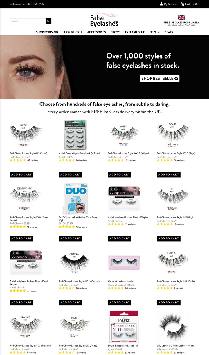 英国假睫毛购买网站：FalseEyelashes.co.uk