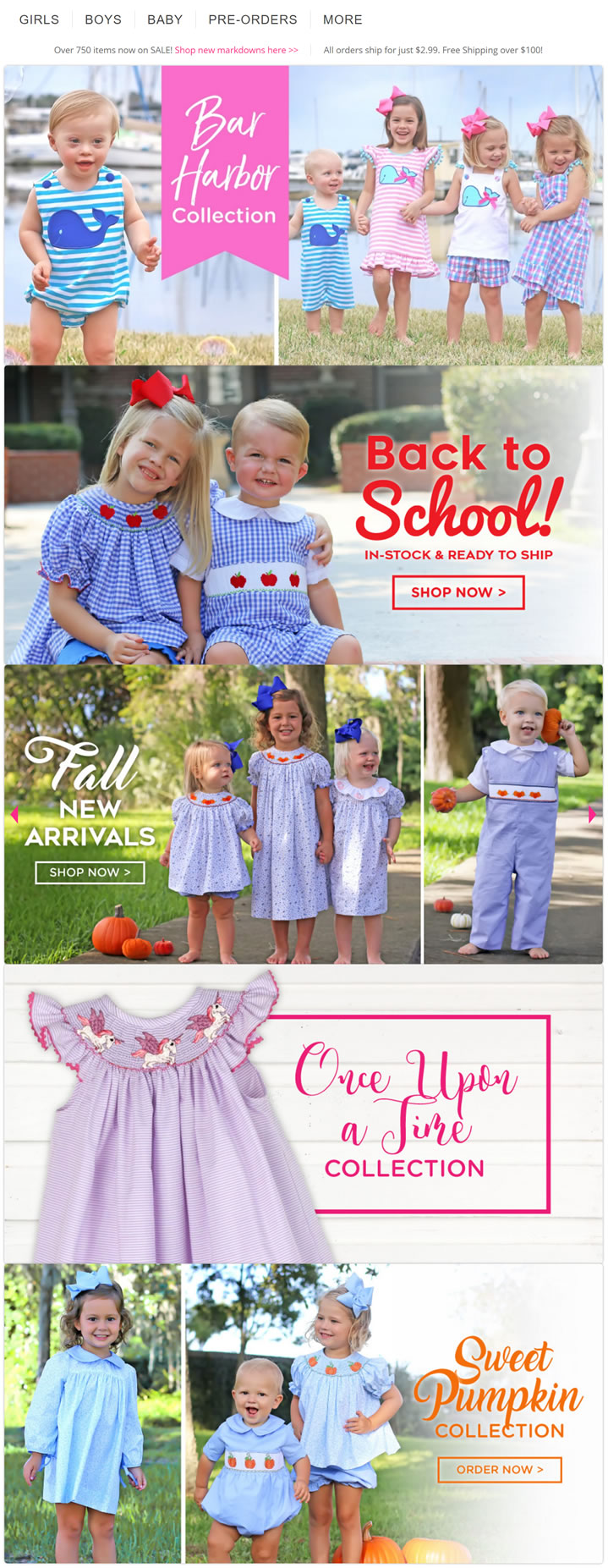美国经典刺绣和字母儿童服装特卖：Smocked Auctions