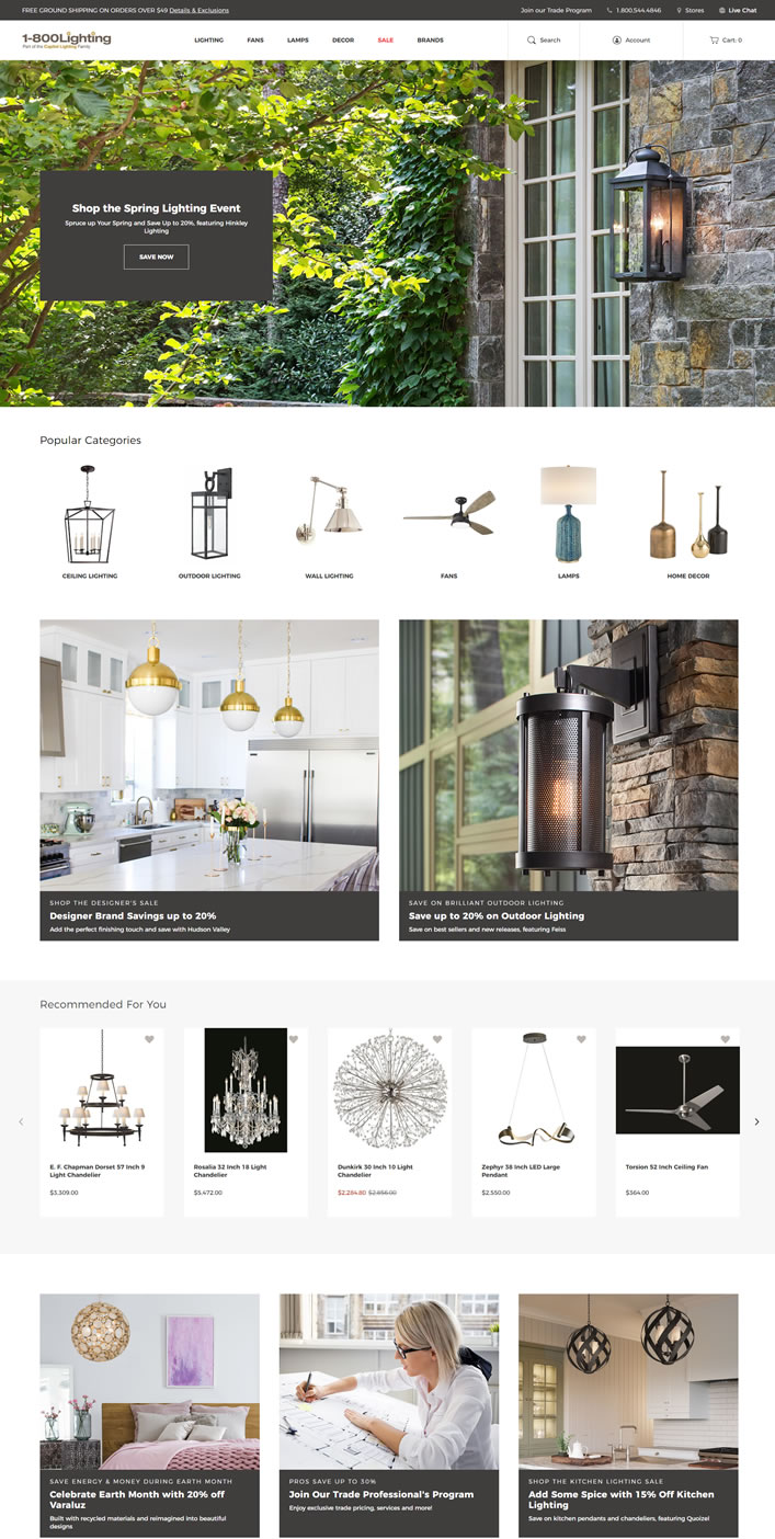 Capitol Lighting的1800lighting.com：住宅和商业照明