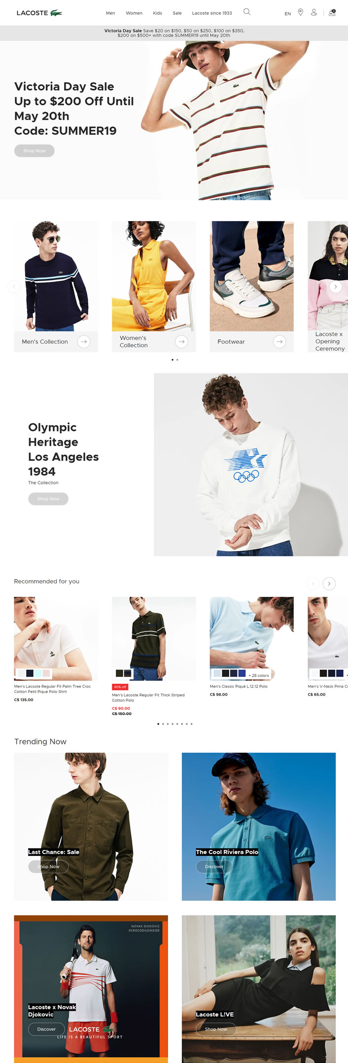 Lacoste(法国鳄鱼)加拿大官网：以标志性的POLO衫而闻名