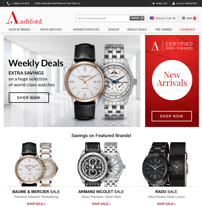 American Luxury Watches Discount Website: Ashford