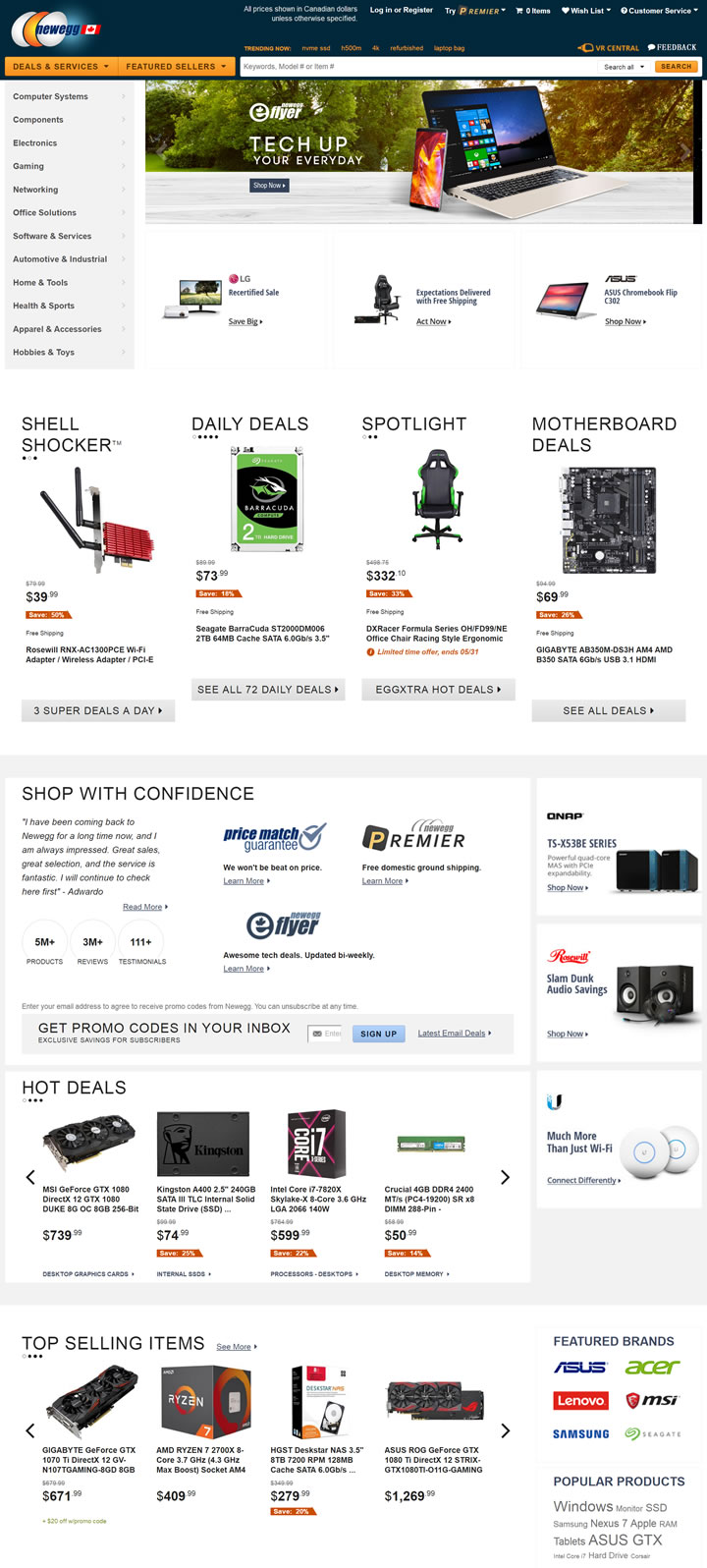 Newegg Canada Site: Newegg.ca