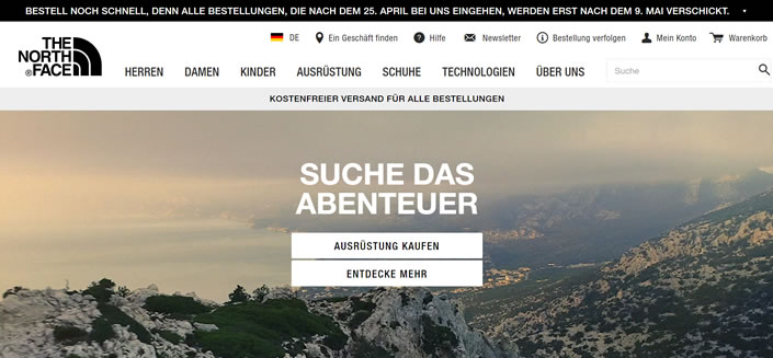 The North Face Germany Official Site: American Outdoor Product Company